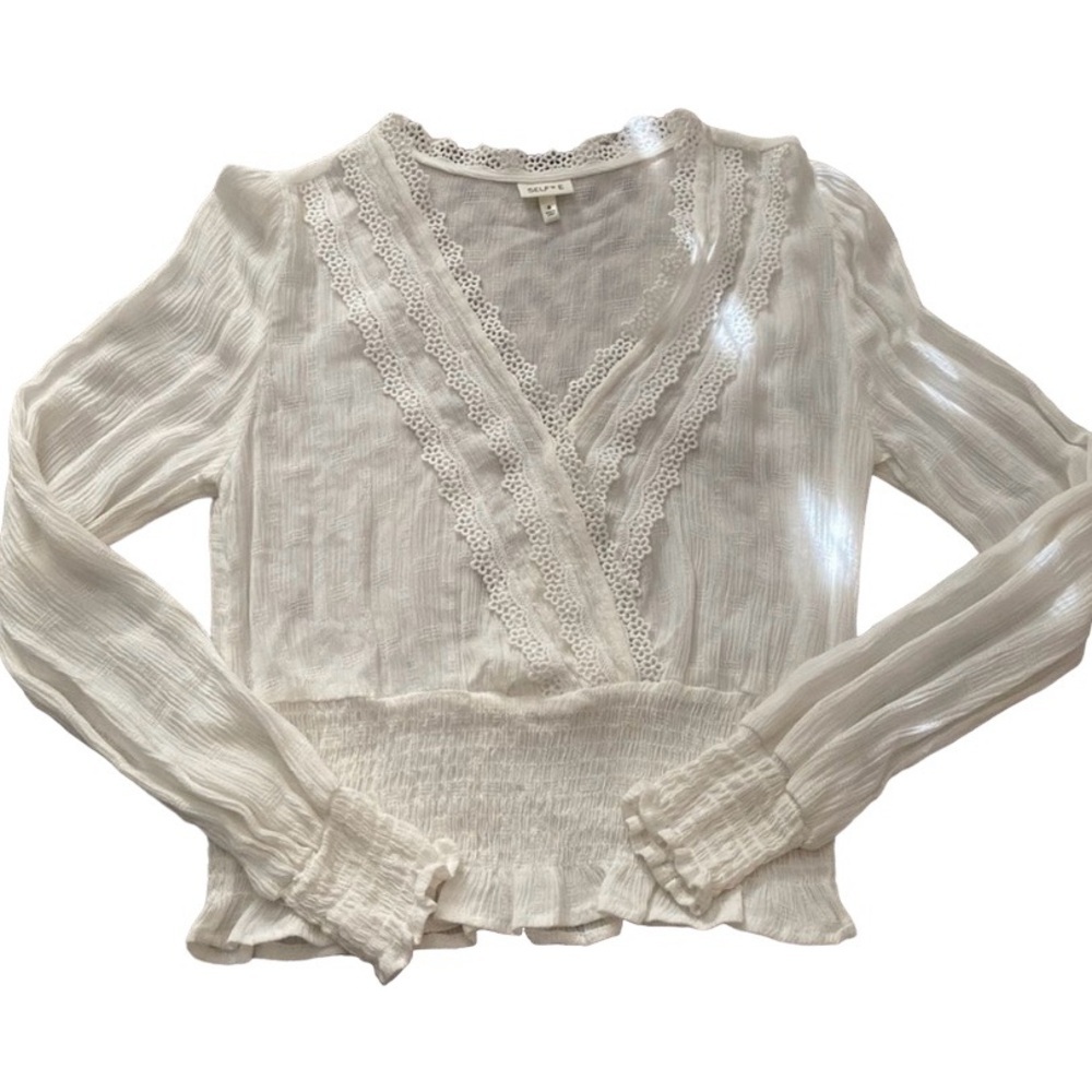 Selfie white sheer blouse size small